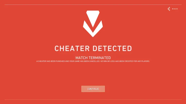 Riot Vanguard anti-cheat system detecting cheater