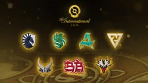 Logos of teams in chinese style iconography for the Shanghai held The Invitational 2026 for DOTA 2.