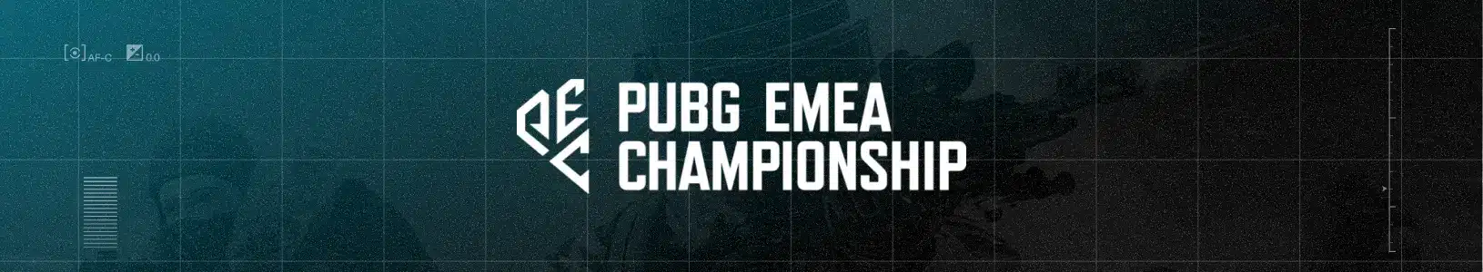 Graphic featuring the PUBG EMEA Championship logo on a dark background.