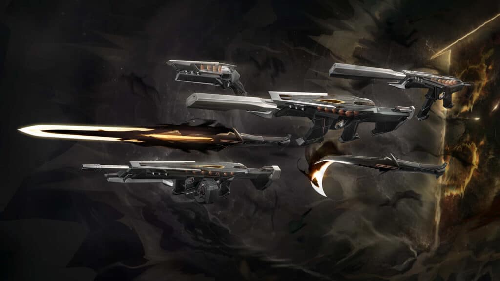 Image of the Blackspyre skins in Valorant ACT 4