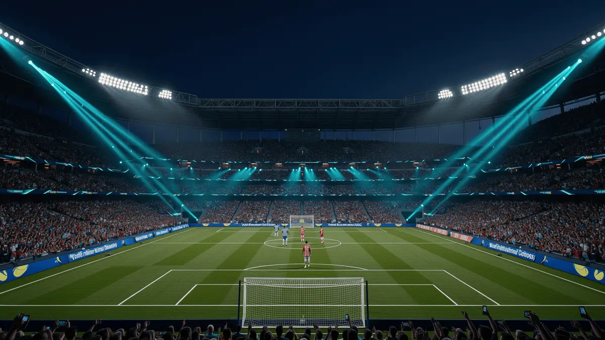 USA vs Paraguay World Cup stadium match at night with dramatic lighting and packed crowd