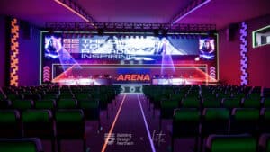 Mock up image of what British Esports stadium inside arena could look like.