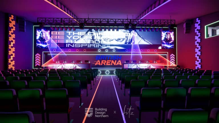 Mock up image of what British Esports stadium inside arena could look like.