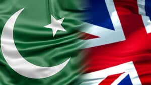 Pakistan and Union Jack flags