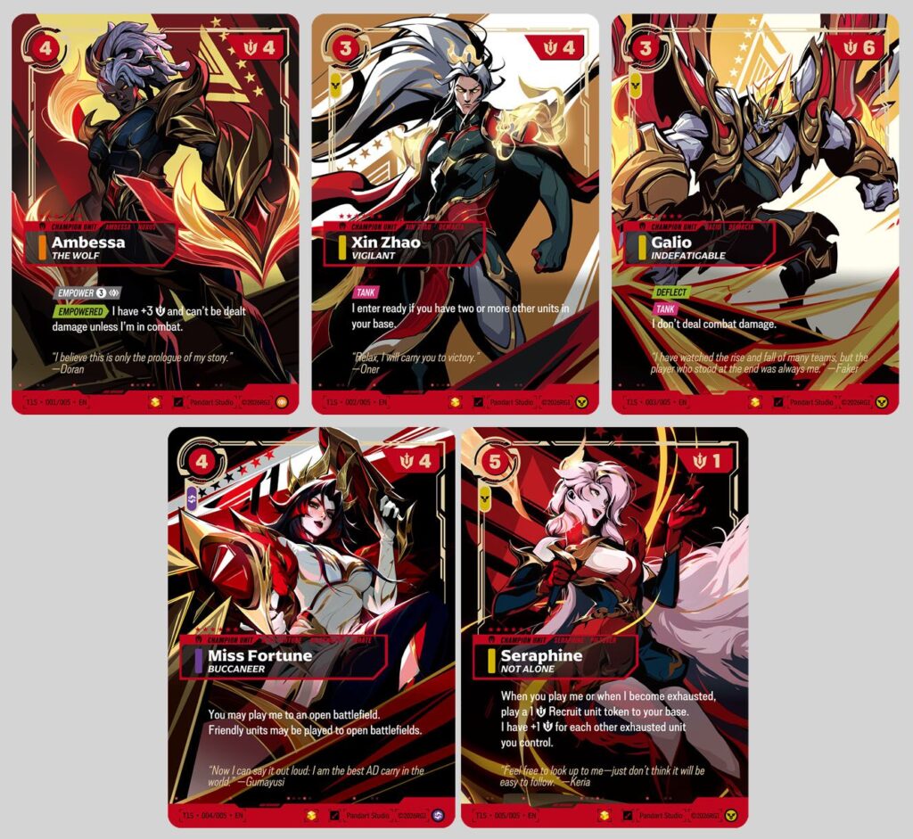 T1’s Riftbound cards revealed during MSI, showcasing players and collectors versions