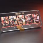 T1 Signature Riftbound cards in a display in T1 brand colours.