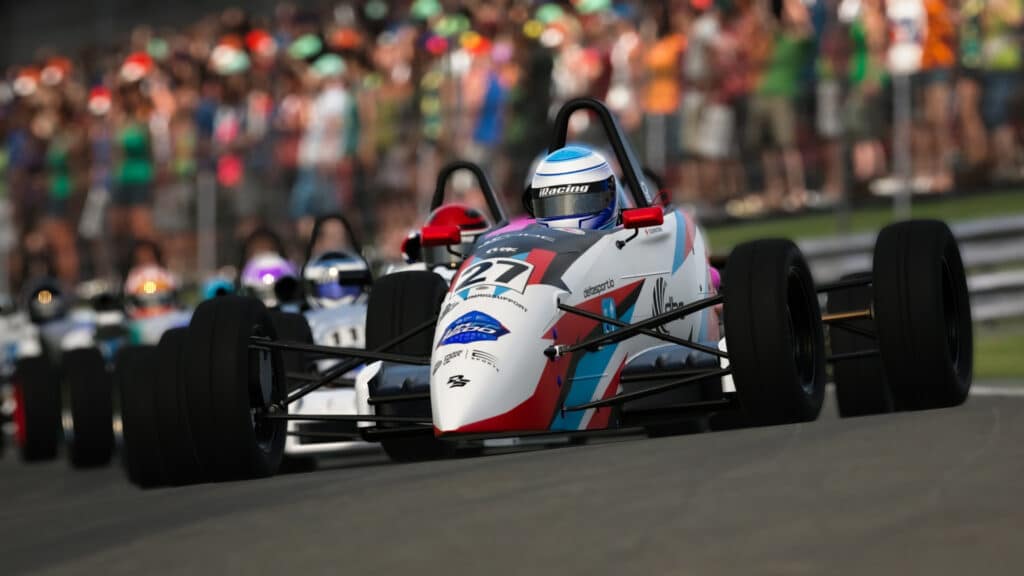 I-Racing driver on a track