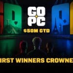 Three silhouettes looking at GOPC CoinPoker promotional image, announcing third three winners